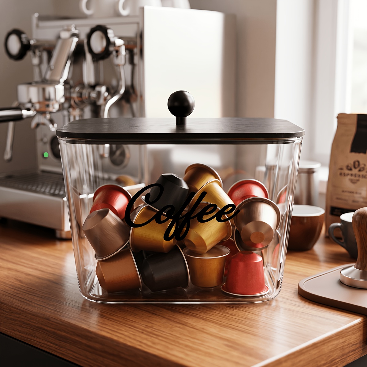 Kitchen Baking Tray Organizer - Coffee Pod Holder with Lids Plastic