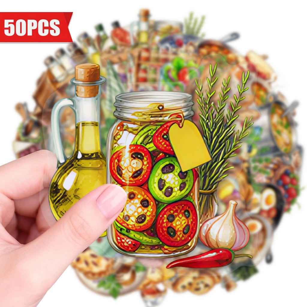 Baking (Kitchen Ingredient) - 50Pcs Clear PET Kitchen Food Stickers,