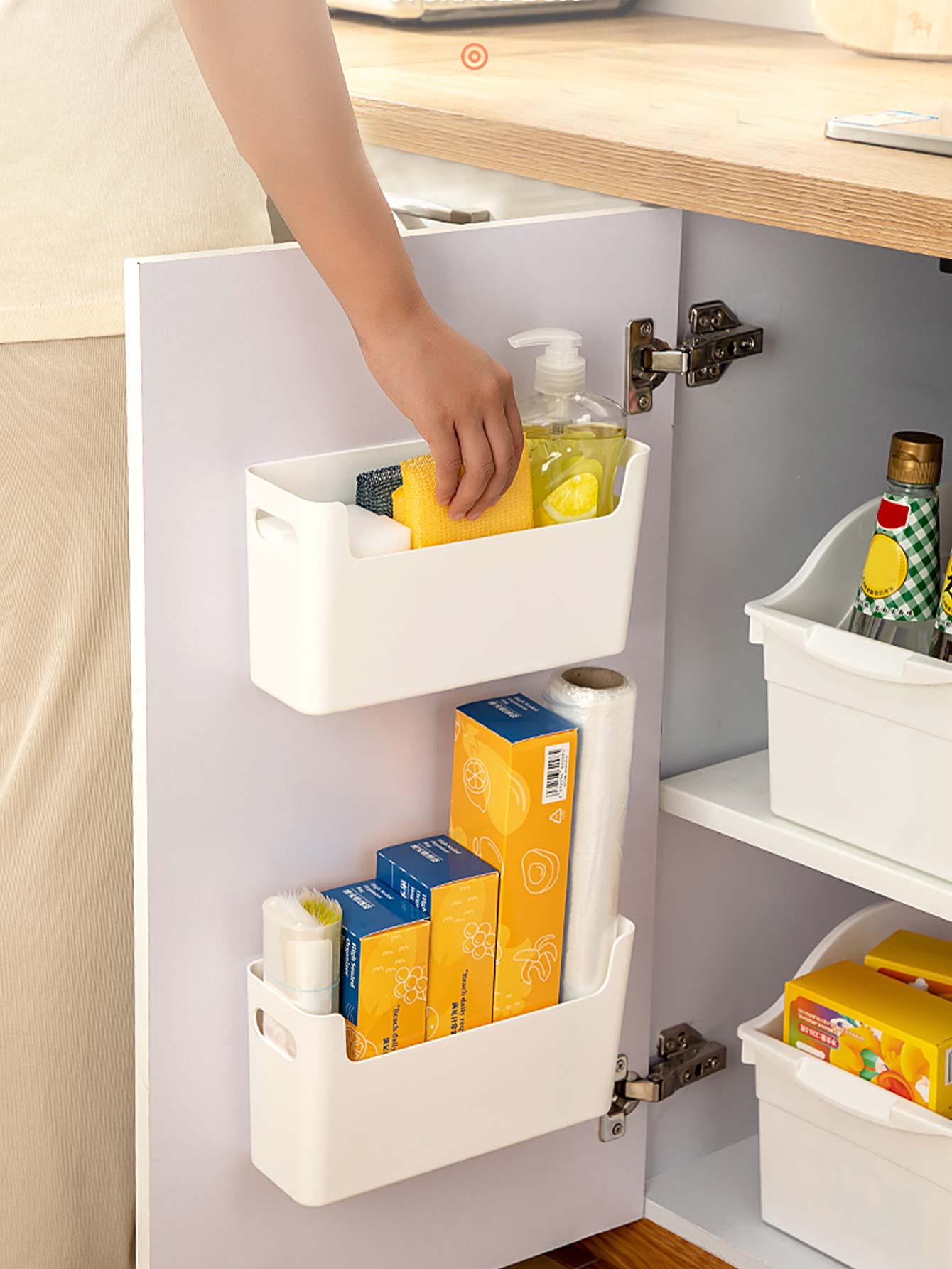 Kitchen Baking Tray Organizer - Punch Free Cabinet Door Organizer Plastic