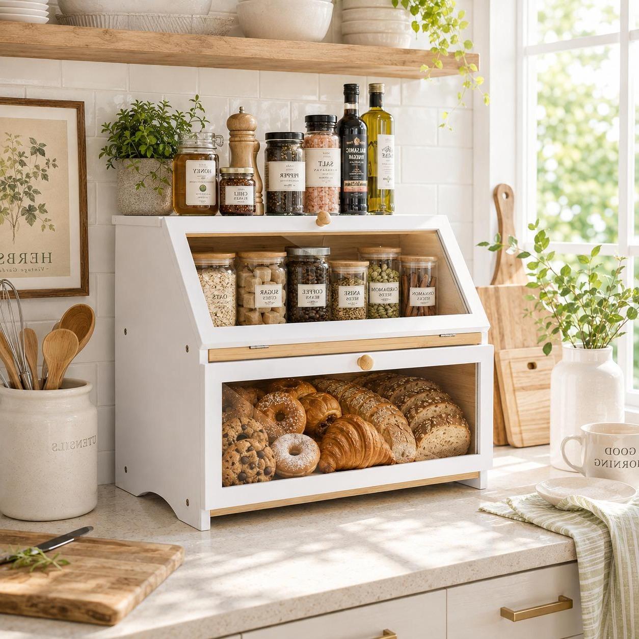 HOMEKOKO Double Layer Bread Bo - огляд і ціна Kitchen Baking Tray Organizer