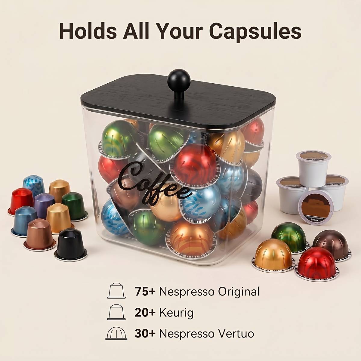 Coffee Pod Holder with Lids Pl - огляд і ціна Kitchen Baking Tray Organizer