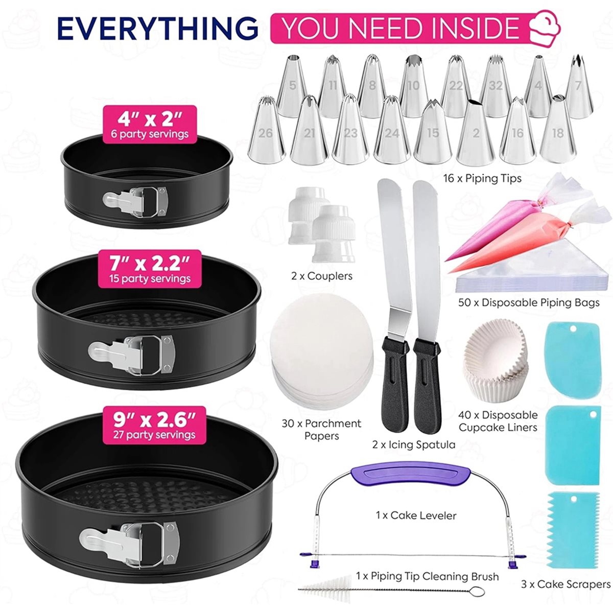 M10K 148PCS Cake Pan Set for B - огляд і ціна Springform Pan Set