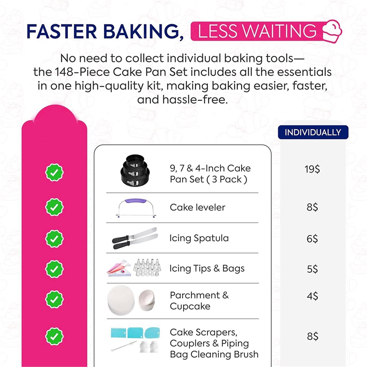 AIMA 148PCS Cake Pan Set for B - огляд і ціна Springform Pan Set
