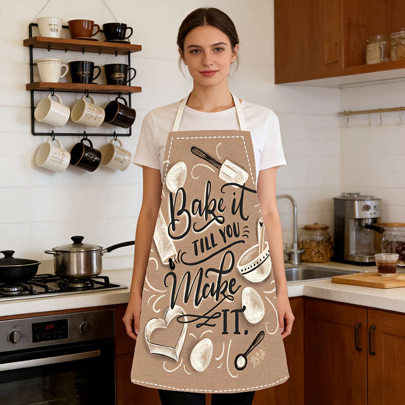 1pc Baking Quote Apron Beige K - огляд і ціна Kitchen Baking Quotes