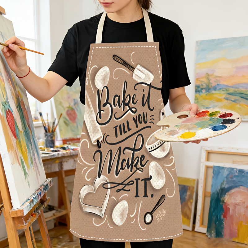 1pc Baking Quote Apron Beige K - огляд і ціна Kitchen Baking Quotes