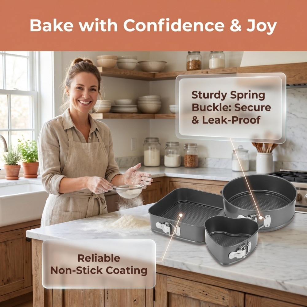 3pcs Carbon Steel Cake Pan Set - огляд і ціна Springform Pan Set